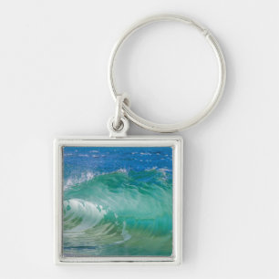 Blue Ocean Summer Beach Waves Key Ring