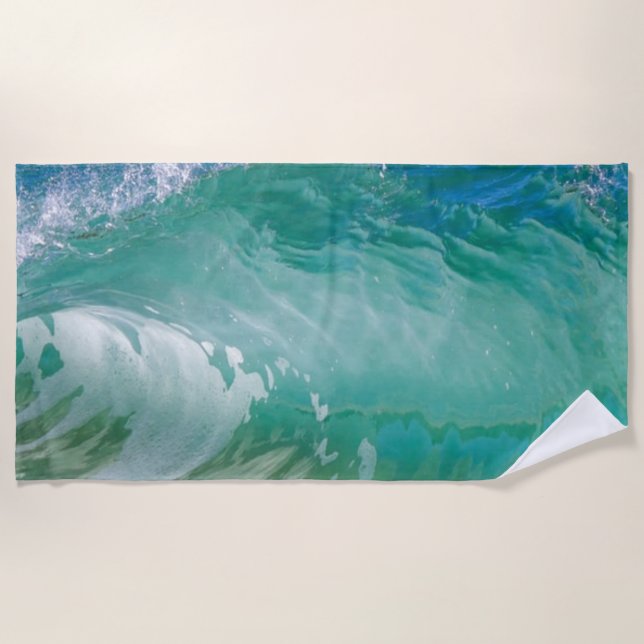 Blue Ocean Summer Beach Waves Towel (Front)
