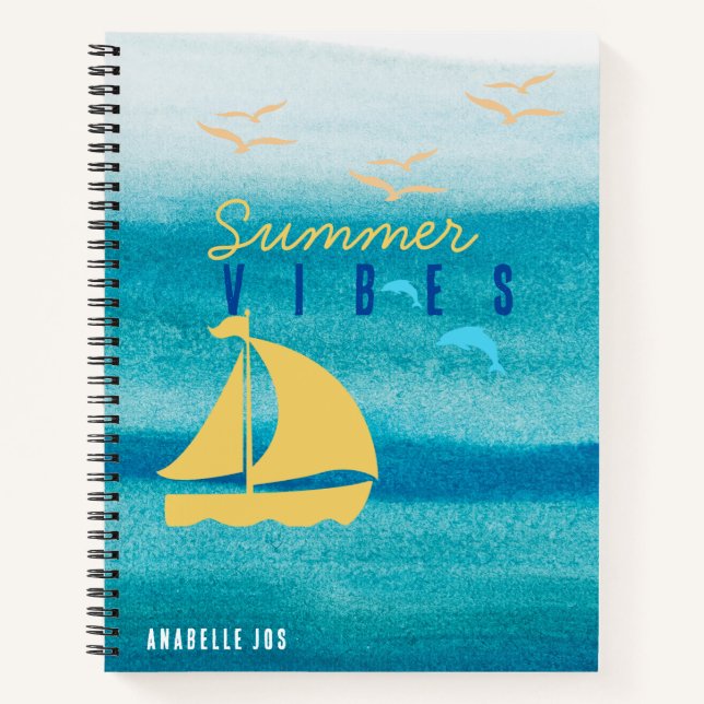 Blue Ocean Summer Vibes - Customised  Notebook (Front)
