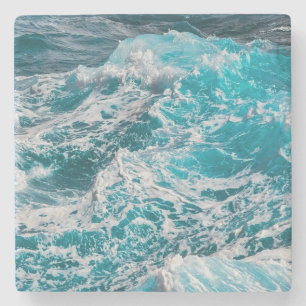 Blue Ocean Summer Waves Stone Coaster