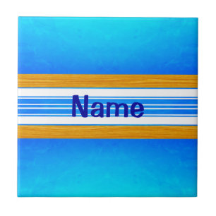 Blue Ocean Surfboard Ceramic Tile