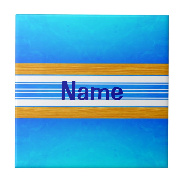 Blue Ocean Surfboard Ceramic Tile (Front)