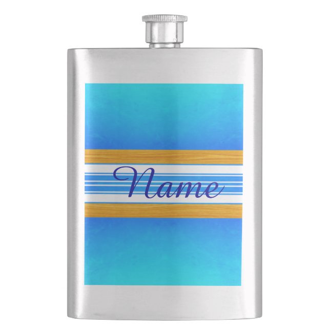 Blue Ocean Surfboard Hip Flask (Front)