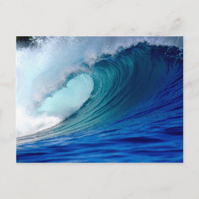 Blue ocean surfing wave postcard (Front)