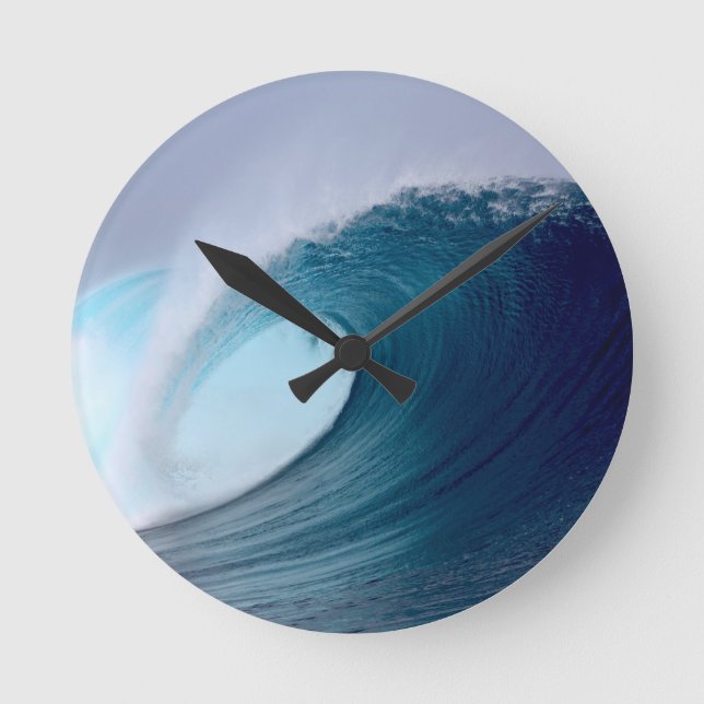 Blue ocean surfing waves round clock (Front)