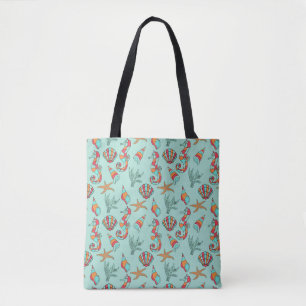 Blue Ocean Tropical Summer Seahorse Beach Tote Bag