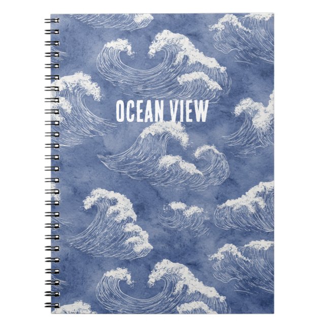 Blue Ocean View Waves Notebook (Front)