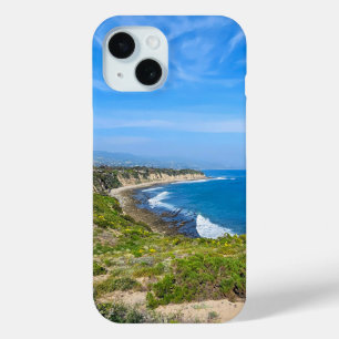 Blue ocean water along the coastline at Poine Dume iPhone 15 Case