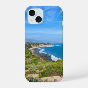 Blue ocean water along the coastline at Poine Dume iPhone 15 Case