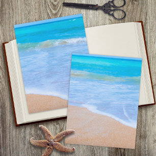 Blue Ocean Water Beach Sand Scrapbook Paper