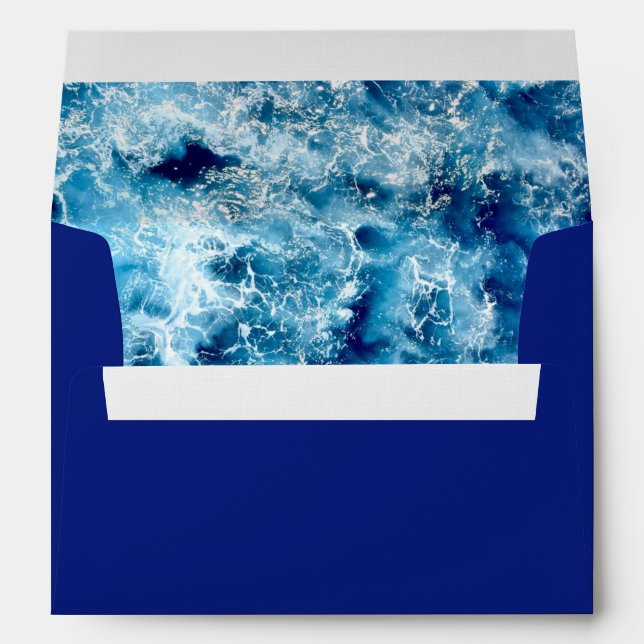 Blue Ocean Water Wedding Card Envelope (Back (Bottom))