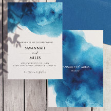 Blue Ocean Watercolor Modern Wedding Invitation