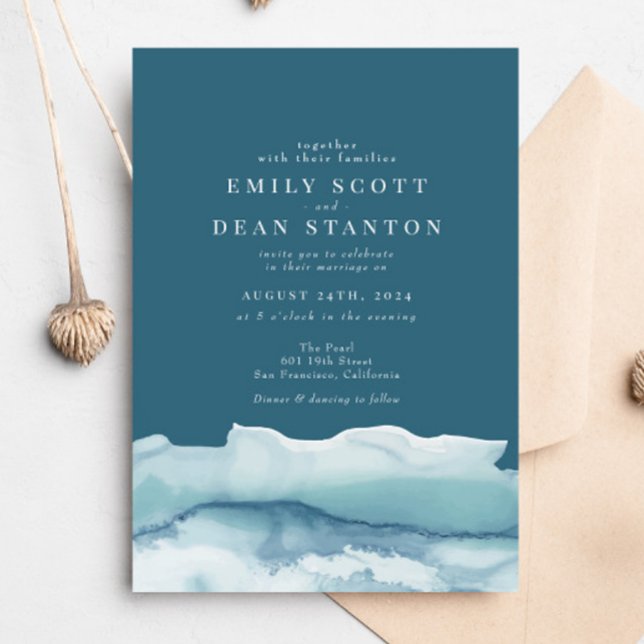 Blue Ocean Watercolor Wedding Invitation (Creator Uploaded)