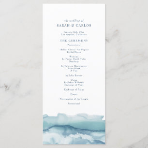 Blue Ocean Watercolor Wedding Program