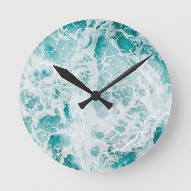 Blue Ocean Wave Acrylic Wall Clock (Front)