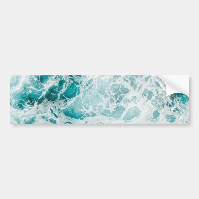 Blue Ocean Wave Bumper Sticker (Front)