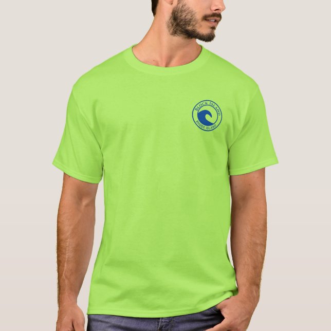 Blue Ocean Wave Circle Design Block Island T-Shirt (Front)