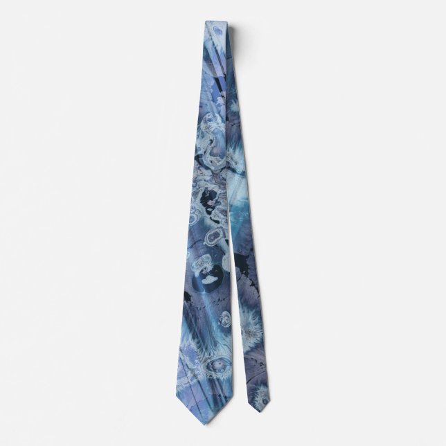 Blue ocean wave textures tie (Front)