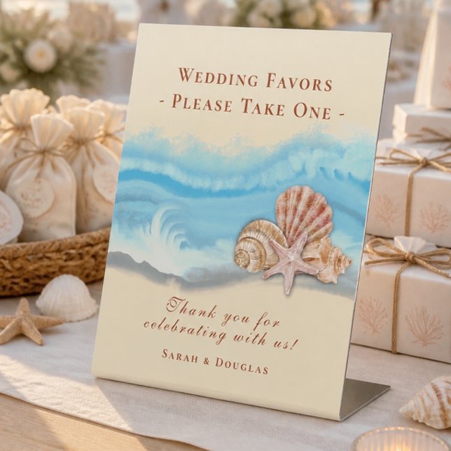 Blue Ocean Wave Wedding Favours Table Sign (Creator Uploaded)