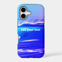 Blue ocean waves add your text pink water ai art