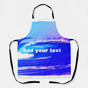 Blue ocean waves add your text pink water ai art apron