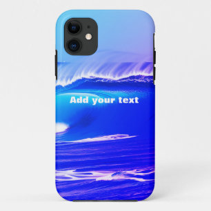 Blue ocean waves add your text pink water ai art iPhone 11 case