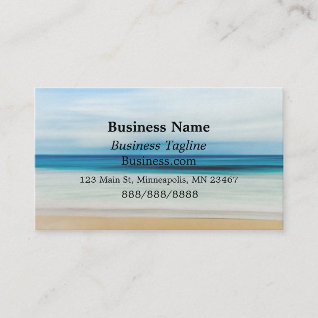 Blue Ocean Waves and Sandy Shore Simple Business Card (Front)