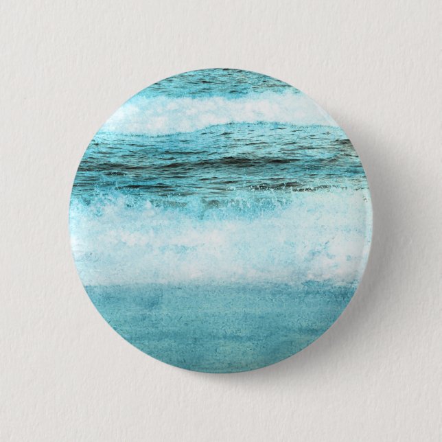 Blue Ocean Waves Beach 6 Cm Round Badge (Front)