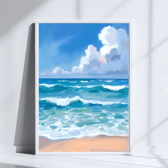 Blue Ocean Waves | Beach Sea Watercolor  Poster (Creator Uploaded)