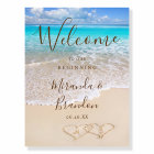 Blue Ocean Waves Beach Wedding Welcome Sign