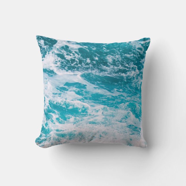 Blue Ocean Waves Cushion (Front)