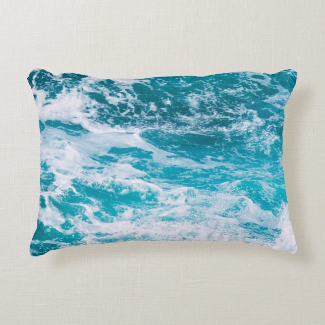 Blue Ocean Waves Decorative Cushion (Front)
