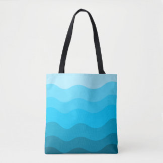 Blue ocean waves gradient tote bag