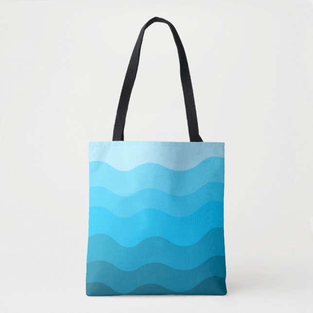 Blue ocean waves gradient  tote bag (Front)