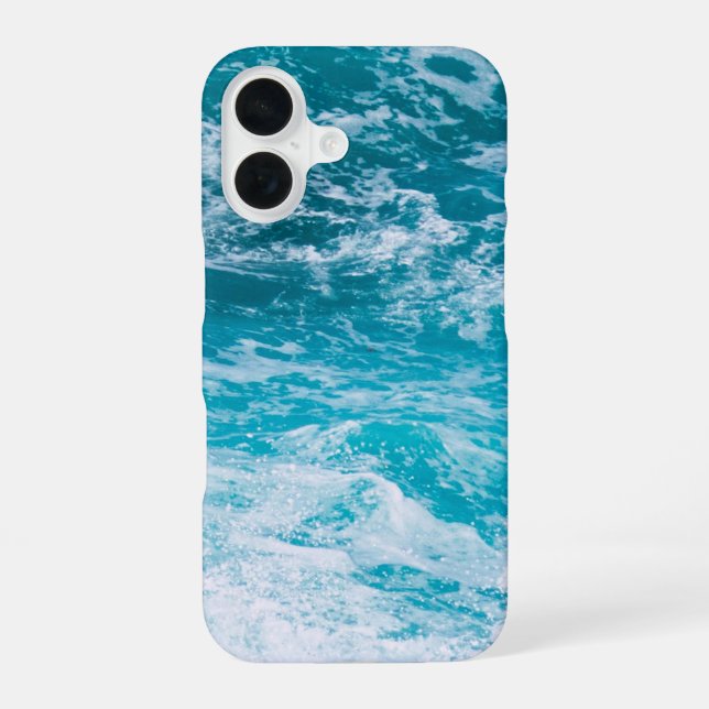Blue Ocean Waves iPhone 16 Case (Back)