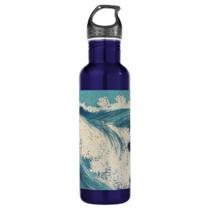 Blue Ocean Waves Japanese Woodcut 710 Ml Water Bottle