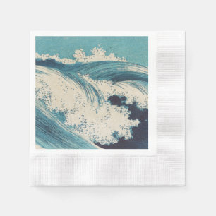 Blue Ocean Waves Japanese Woodcut Napkin