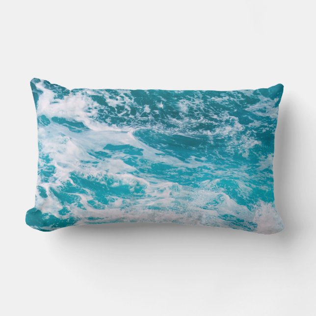Blue Ocean Waves Lumbar Cushion (Front)