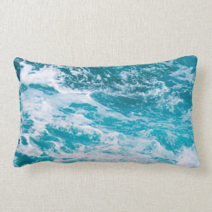 Blue Ocean Waves Lumbar Cushion