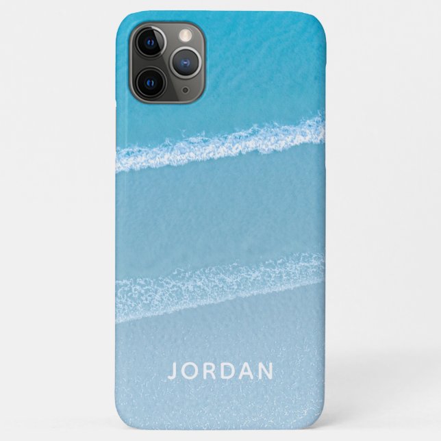 Blue Ocean Waves Monogrammed Case-Mate iPhone Case (Back)