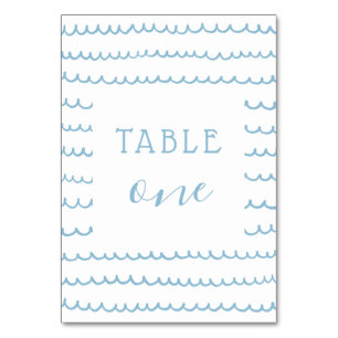 Blue Ocean Waves Nautical Baby Boy or Kid Birthday Table Number