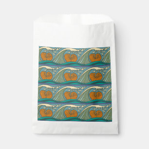 Blue Ocean Waves Nautilus Seashell Pattern Nouveau Favour Bag