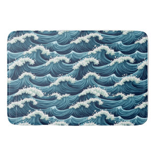 Blue Ocean waves pattern Bath Mat