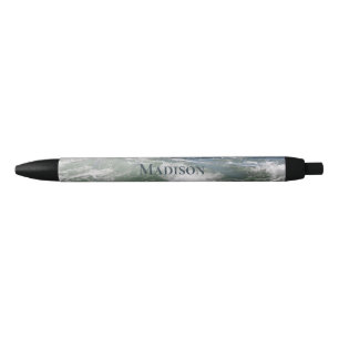 Blue Ocean Waves Personalized Black Ink Pen
