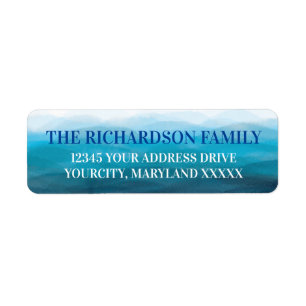 Blue Ocean Waves Return Address Labels, Sea Label