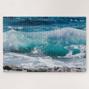 Blue Ocean Waves & Rocks, Vs 2 Jigsaw Puzzle