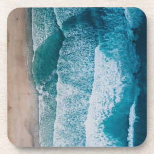 Blue Ocean Waves Sandy Beach Coaster