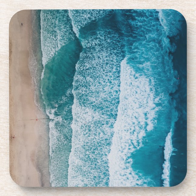 Blue Ocean Waves Sandy Beach Coaster (Front)