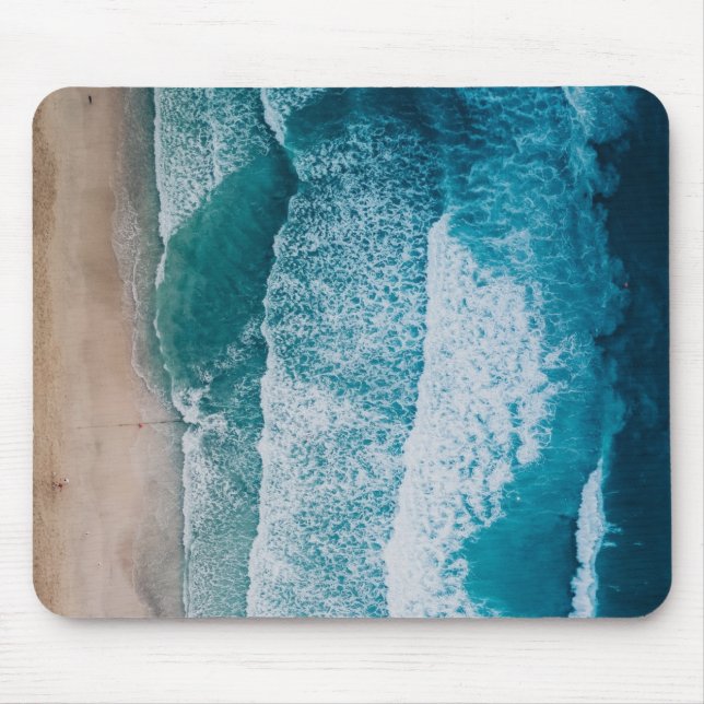 Blue Ocean Waves Sandy Beach Mouse Pad (Front)