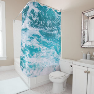 Blue Ocean Waves Shower Curtain